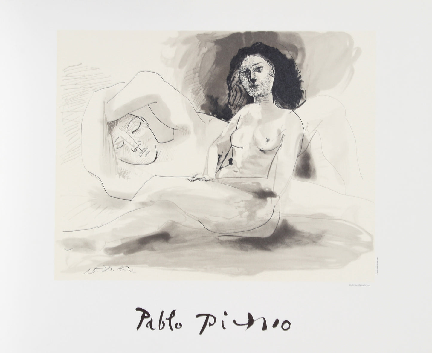 Homme Couchee et Femme Assise by Pablo Picasso