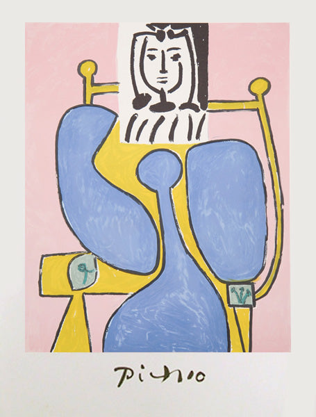 Femme Assise a la Robe Bleue