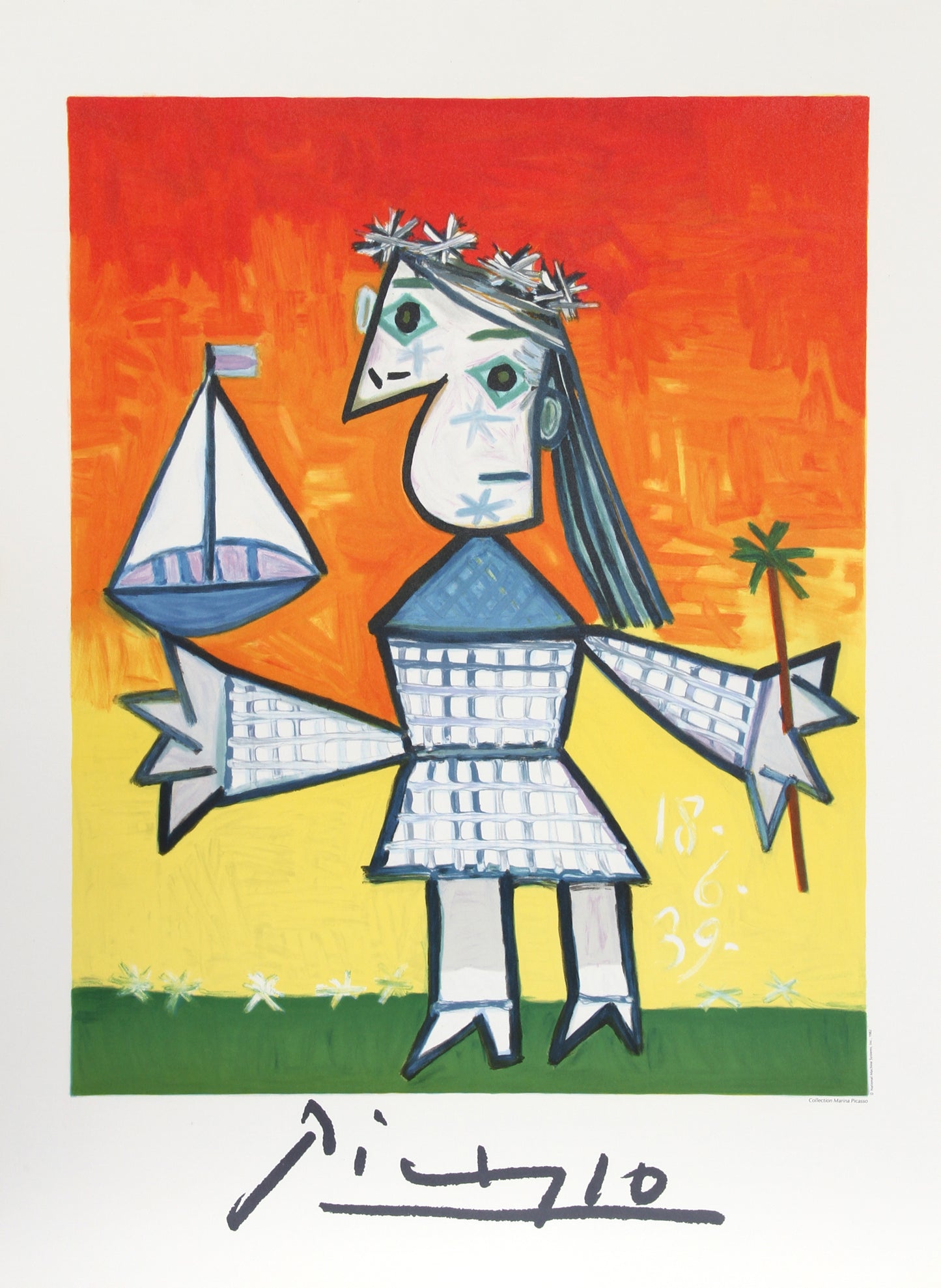 Pablo Picasso, Fillette Couronee au Bateau, 1-B-k, Lithograph