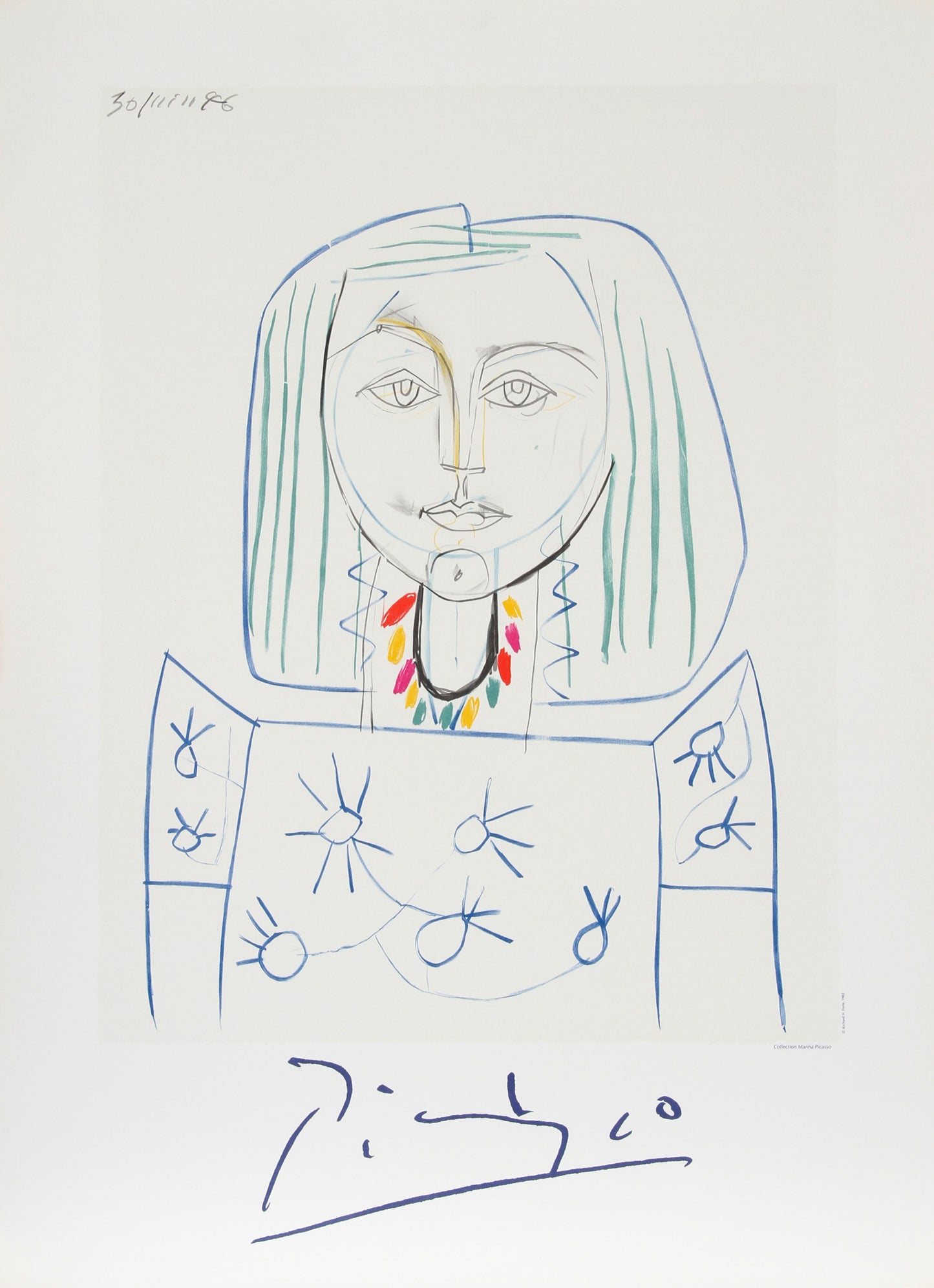 Pablo Picasso, Portrait de Femme au Collier, Lithograph