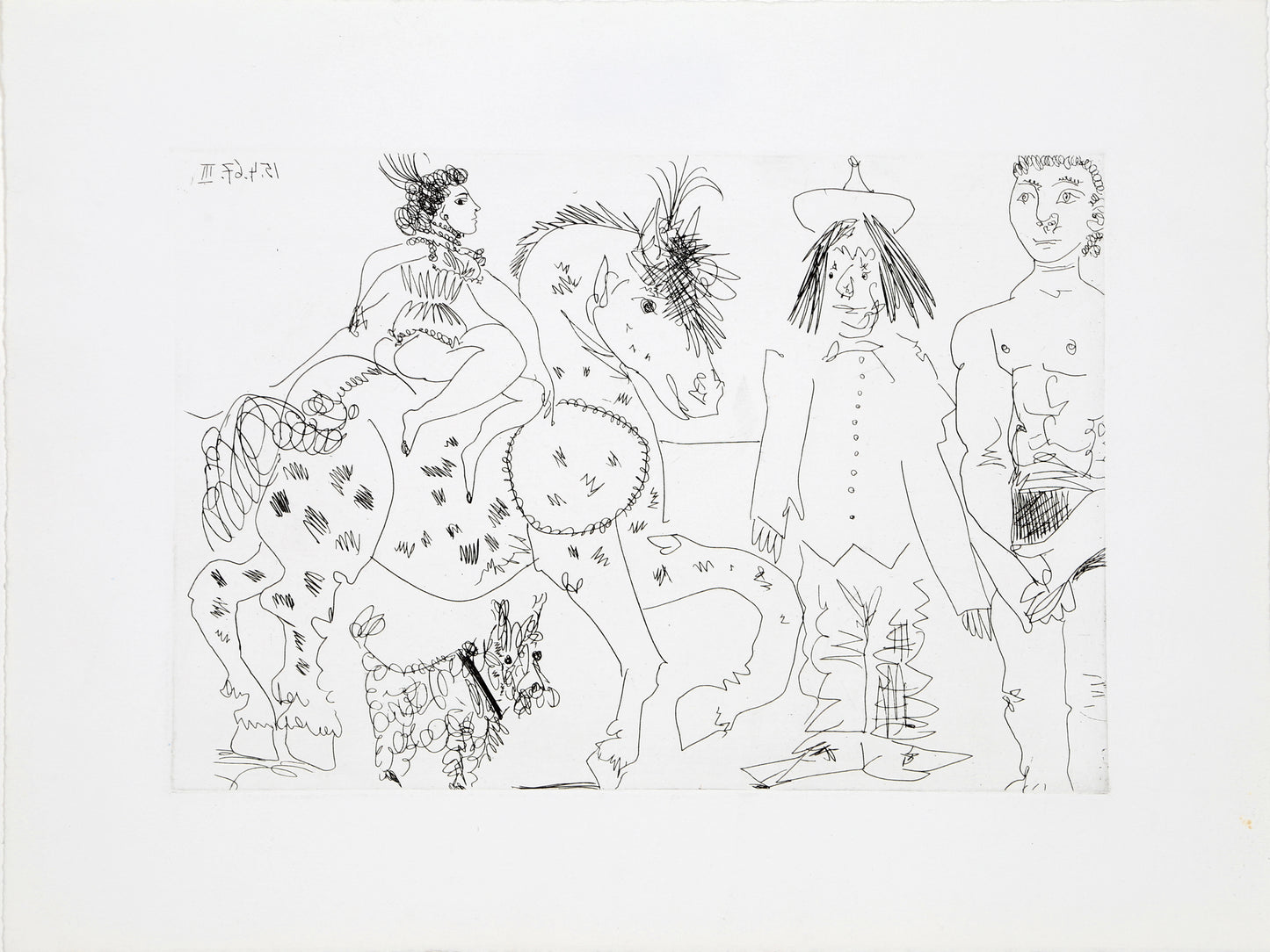 Pablo Picasso, Au Cirque l'Ecuyere Brune (Bloch 1452, Baer 1488), Etching on BFK Rives
