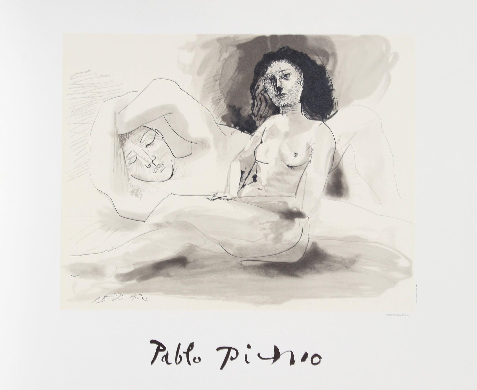 Homme Couchee et Femme Assise by Pablo Picasso