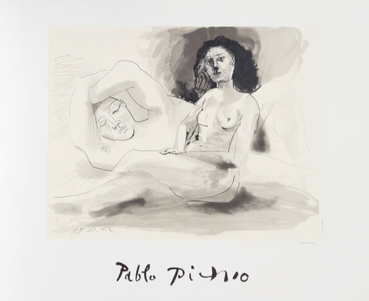 Homme Couchee et Femme Assise by Pablo Picasso