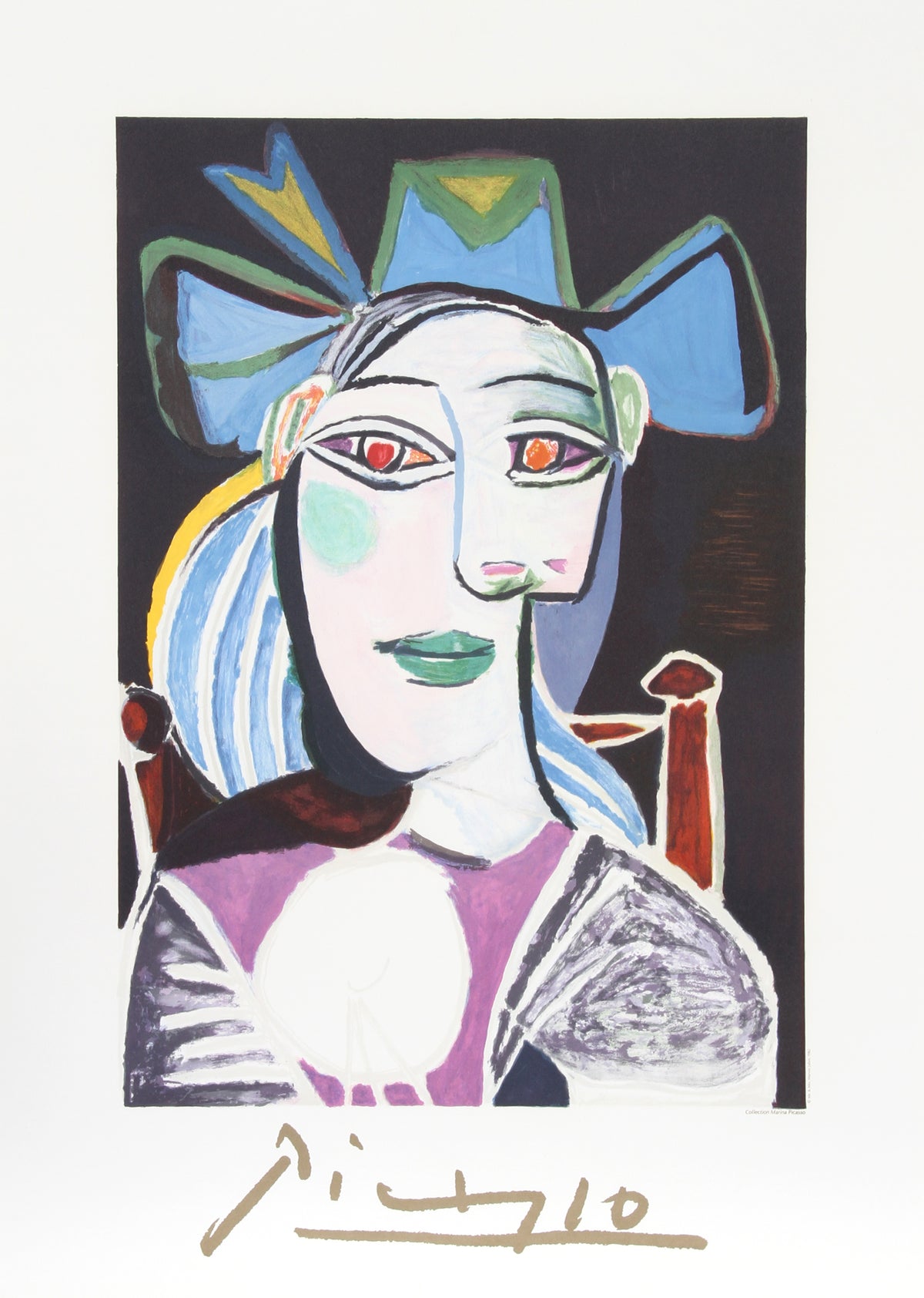 Buste de Femme au Chapeau Bleu, 9-D-k by Pablo Picasso