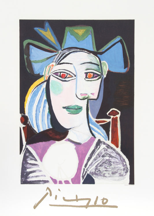 Buste de Femme au Chapeau Bleu, 9-D-k by Pablo Picasso