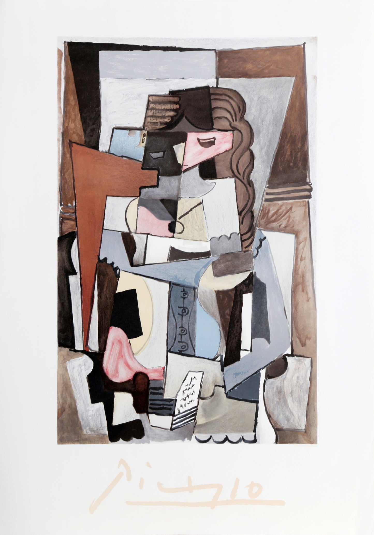 Femme au corset tesant un Livre by Pablo Picasso