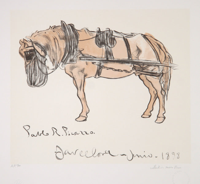 Pablo Picasso, Cheval Attele, 15-B, Lithograph on Arches Paper