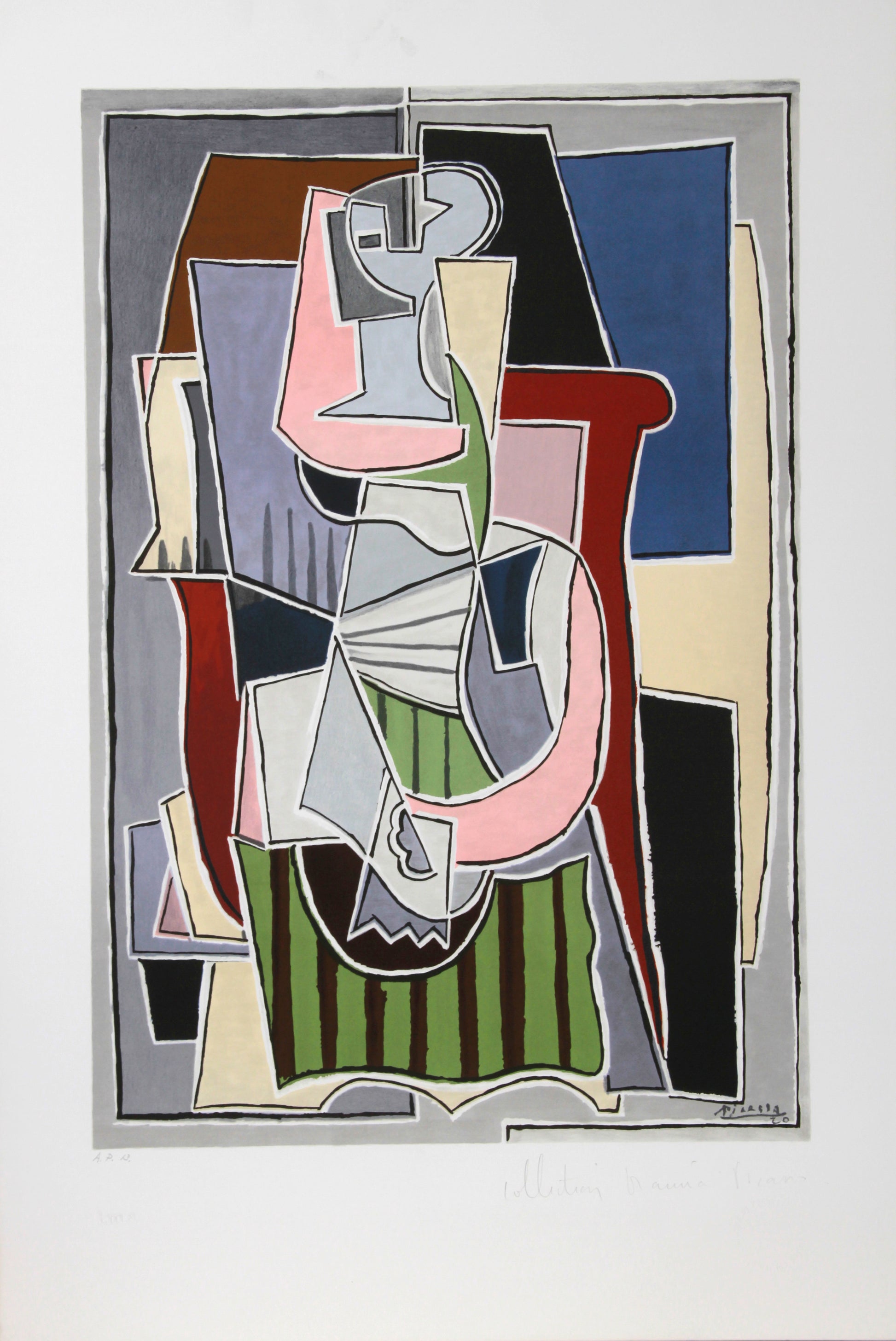 Pablo Picasso, Femme au Tablier Rayer Vert, 2-B, Lithograph on Arches Paper
