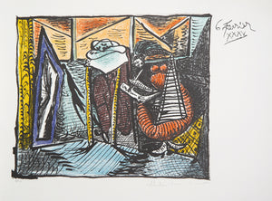 Pablo Picasso, Femme Dessinant, Femme Assoupie, 20-C, Lithograph on Arches Paper