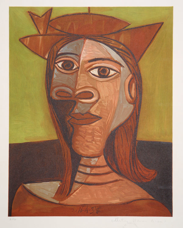 Pablo Picasso, Tete de Femme, 26-2, Lithograph on Arches Paper