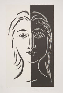 Pablo Picasso, Portrait en Deux Parties Noire et Blanche, 26-D, Lithograph on Arches Paper