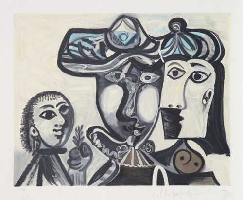 Pablo Picasso, Couple et Enfant au Rameau d'Olivier, 27-1, Lithograph on Arches Paper