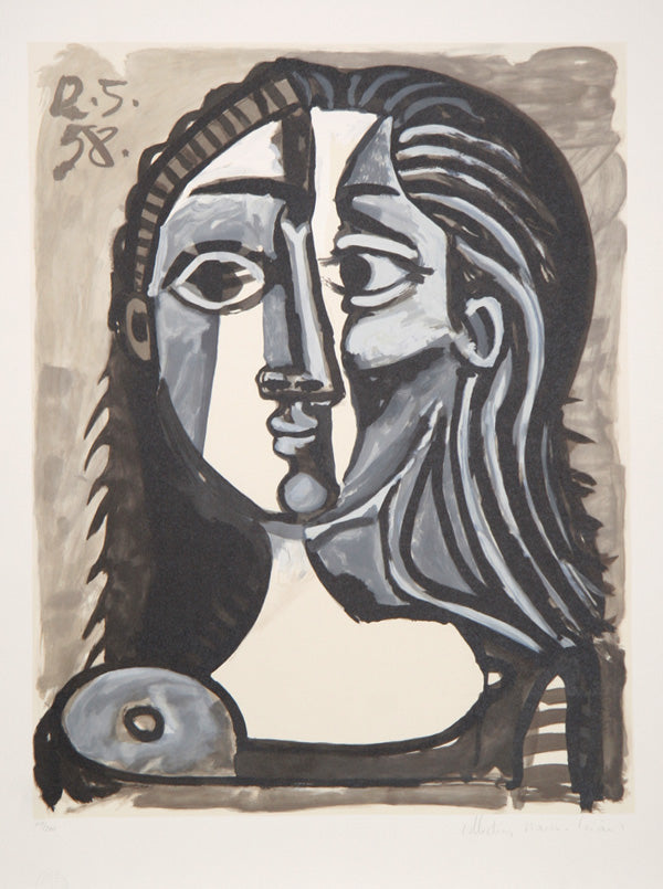 Pablo Picasso, Tete de Femme, 28-10, Lithograph on Arches Paper