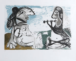 Pablo Picasso, Femme Assise et Joueur de Flute, 29-7, Lithograph on Arches Paper