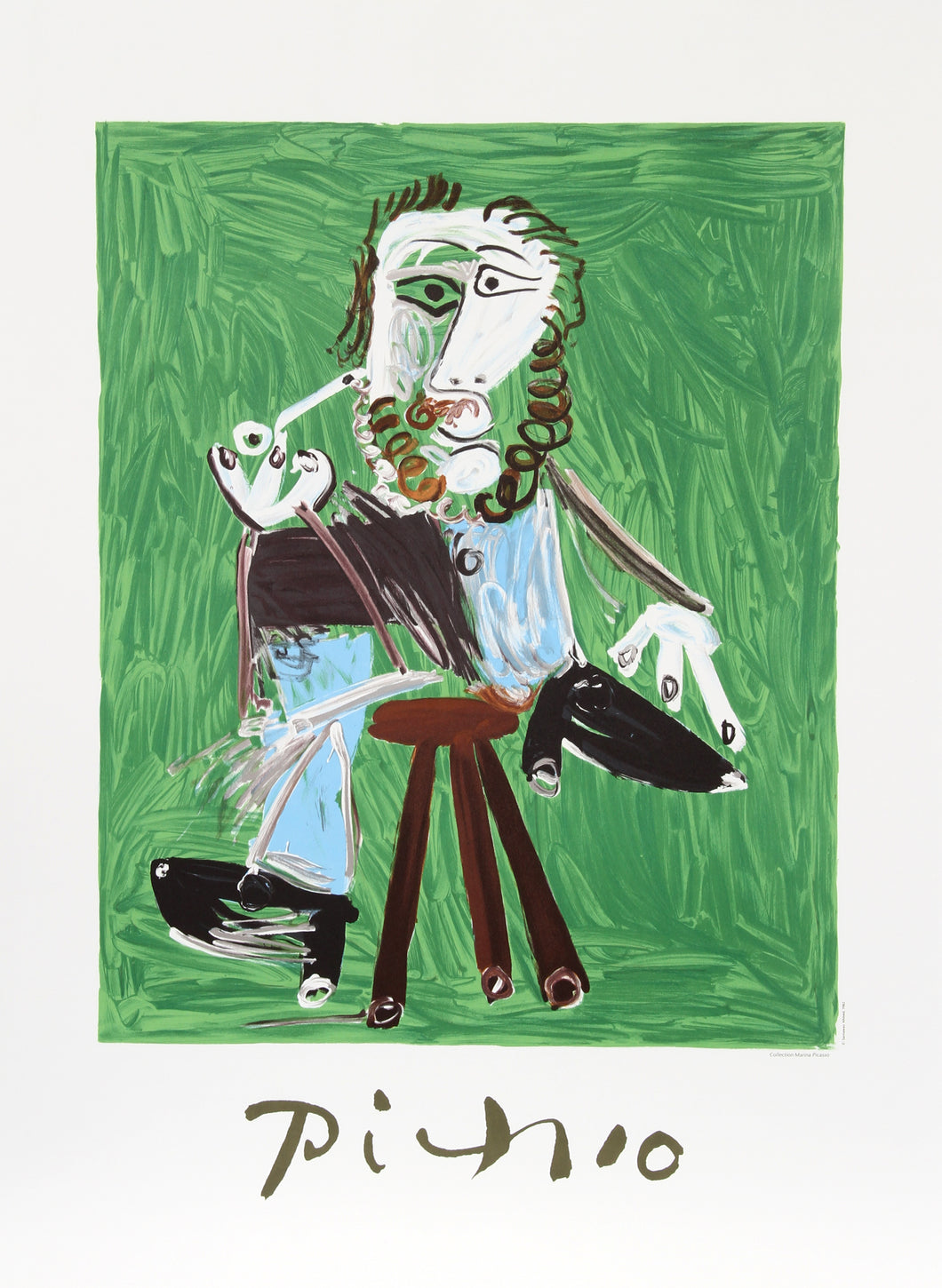 Pablo Picasso, Homme a la Pipe Assise sur un Tabouret, 3-k, Lithograph