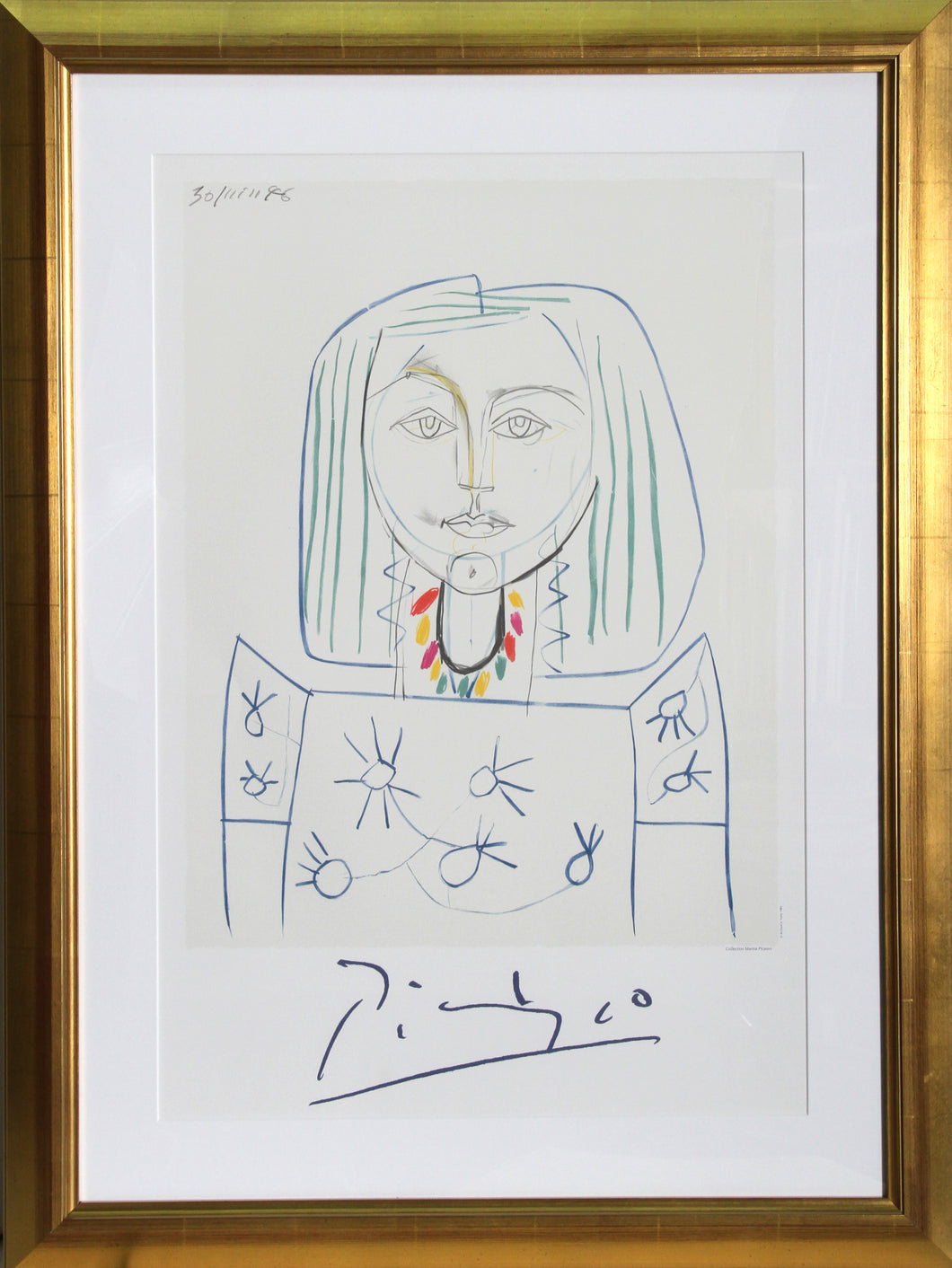 Pablo Picasso, Portrait de Femme au Collier, 33-7-k, Lithograph