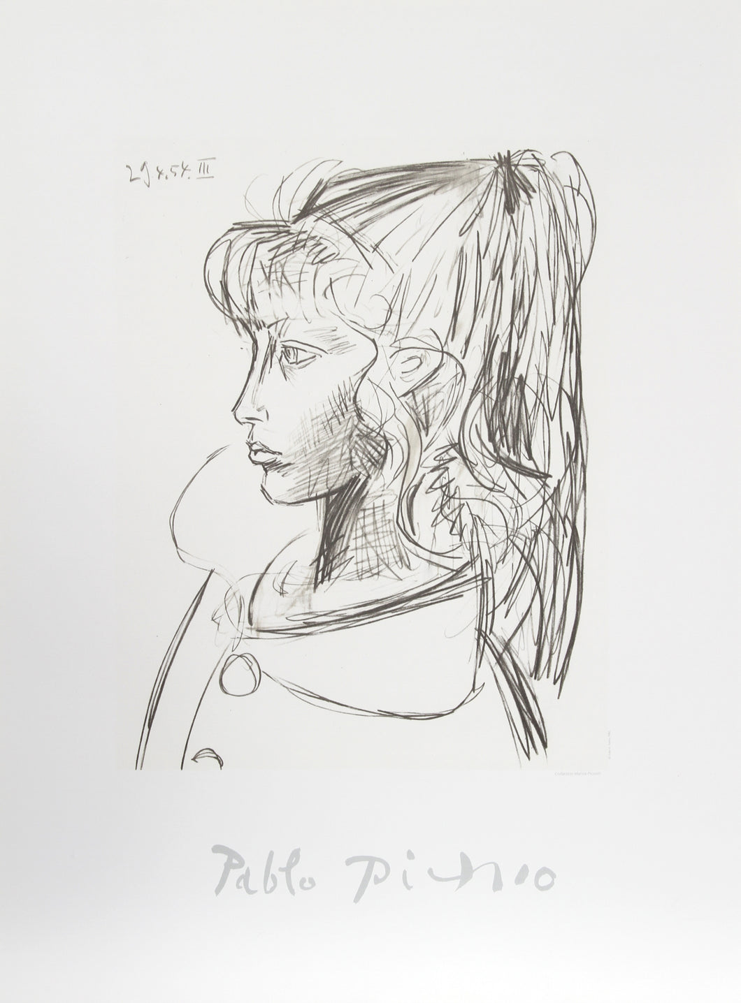 Pablo Picasso, Sylvette de Profil Gouche, 34-1-k, Lithograph