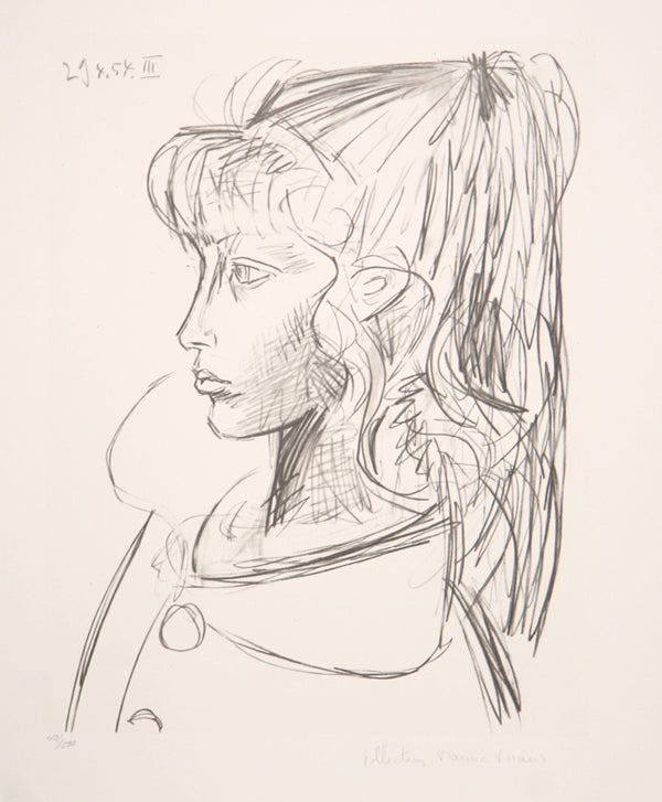 Pablo Picasso, Sylvette de Profil Gouche, 34-1, Lithograph on Arches Paper