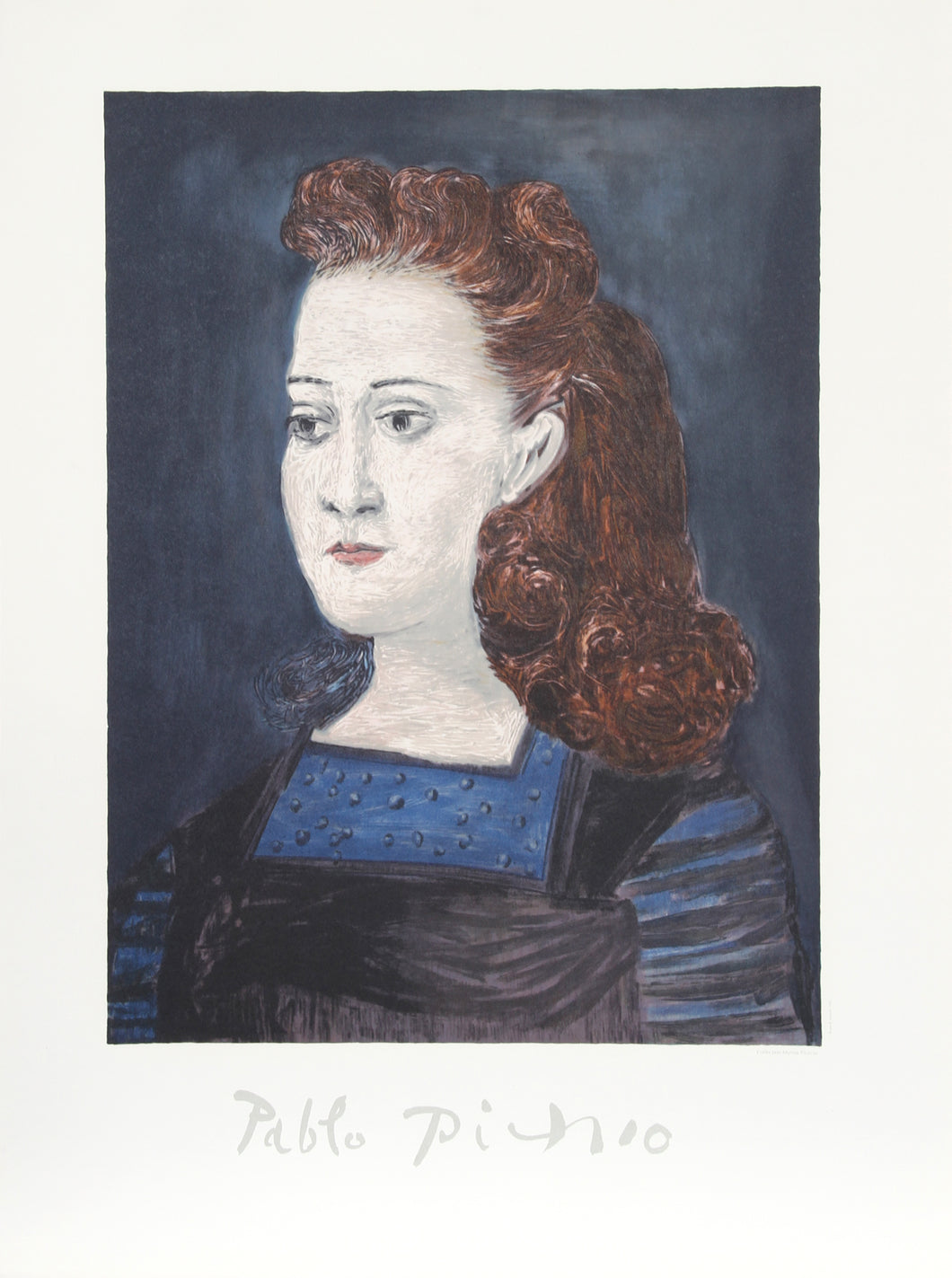 Pablo Picasso, Femme a la Collerette Bleue, 35-5-k, Lithograph
