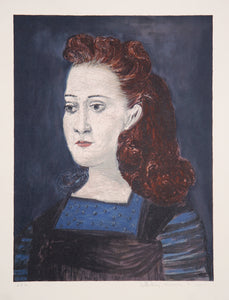 Pablo Picasso, Femme a la Collerette Bleue, 35-5, Lithograph on Arches Paper