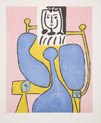 Pablo Picasso, Femme Assise a la Robe Bleue, 36-8, Lithograph on Arches Paper