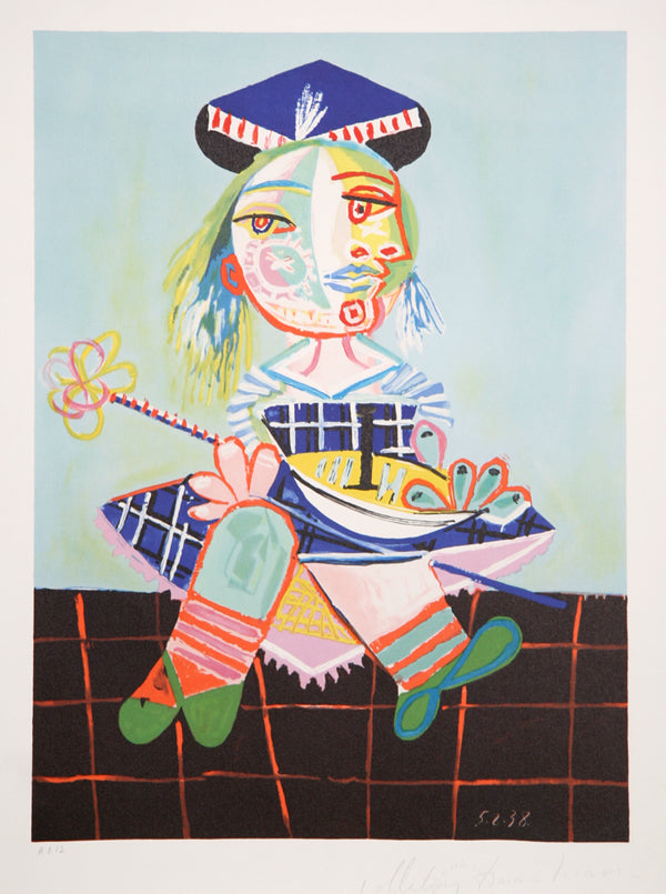 Pablo Picasso, La Fille de l'Artiste a Deux Ans et Demi avec un Bateau, 4-B, Lithograph on Arches Paper