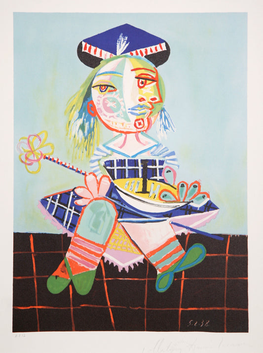 Pablo Picasso, La Fille de l'Artiste a Deux Ans et Demi avec un Bateau, 4-B, Lithograph on Arches Paper
