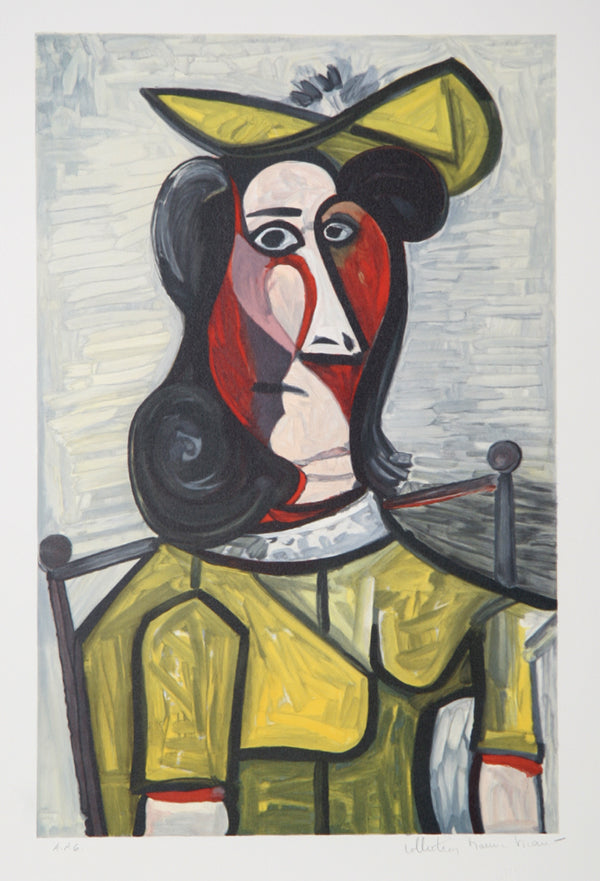 Pablo Picasso, Portrait de Femme au Chapeau et a la Robe Vert Jaune, 5-A, Lithograph on Arches Paper