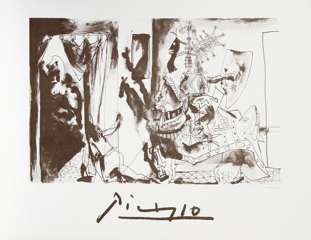 Pablo Picasso, Chevalier en Armure, Page et Femme Nue, Lithograph