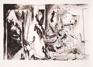 Pablo Picasso, Chevalier en Armure, Page et Femme Nue, 7-A, Lithograph on Arches Paper