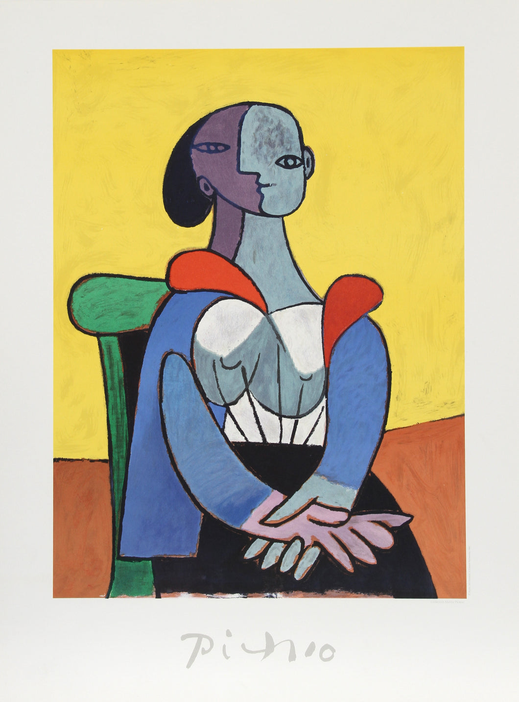 Pablo Picasso, Femme a la Chaise sur Fond Jaune, 9-C-k, Lithograph