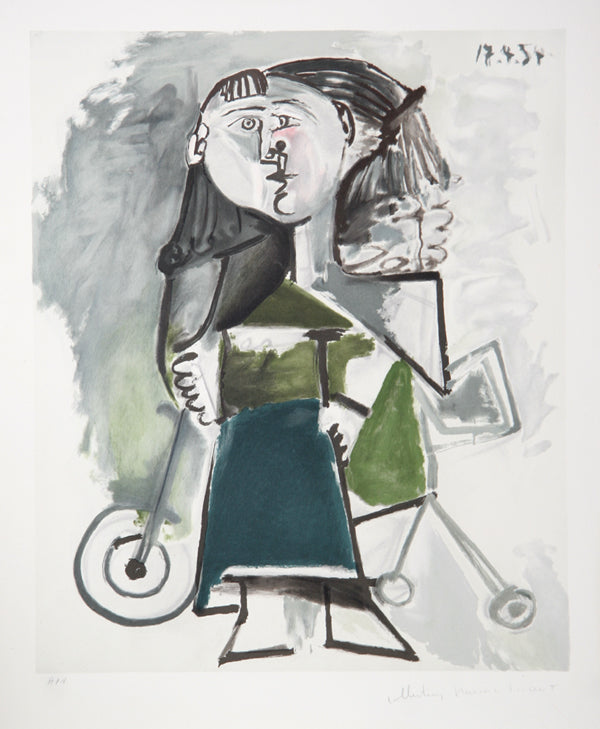 Pablo Picasso, Fillette au Tricycle, J-159, Lithograph on Arches Paper