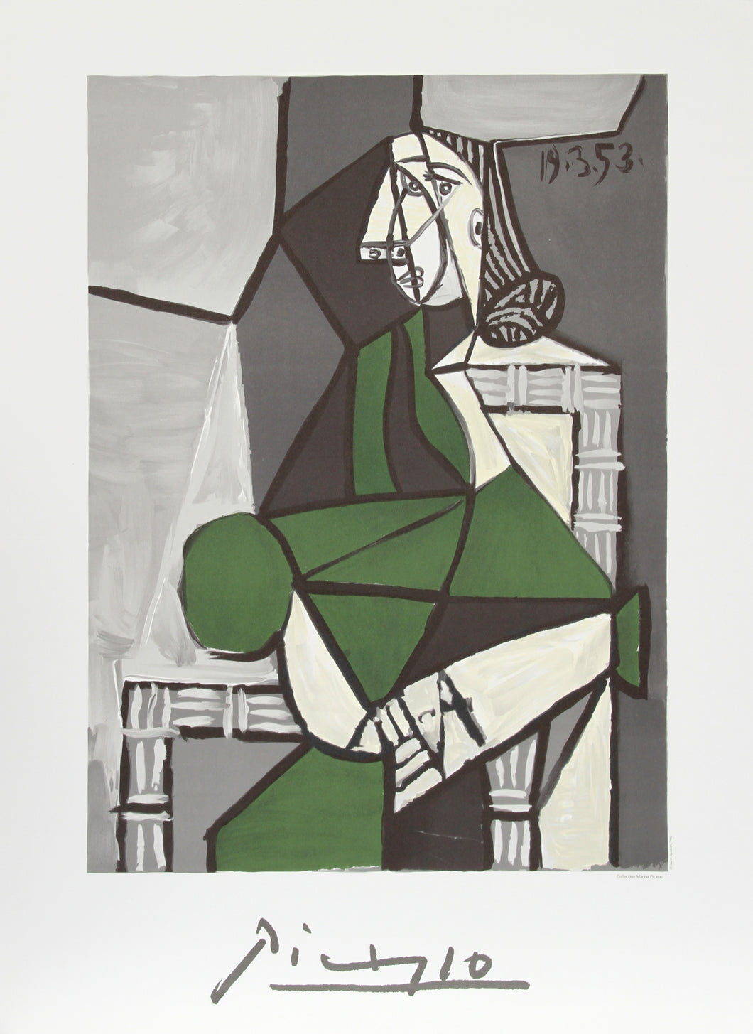 Pablo Picasso, Portrait de Femme Assise, Robe Verte, J-171-k, Lithograph