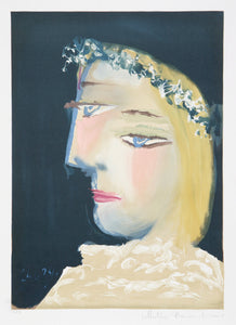 Pablo Picasso, Femme a la Robe, Blanche Couronee de Fleurs, J-173, Lithograph on Arches Paper