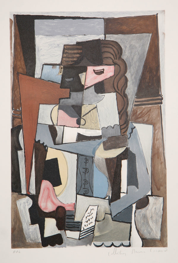 Pablo Picasso, Femme au corset tesant un livre, Lithograph on Arches Paper