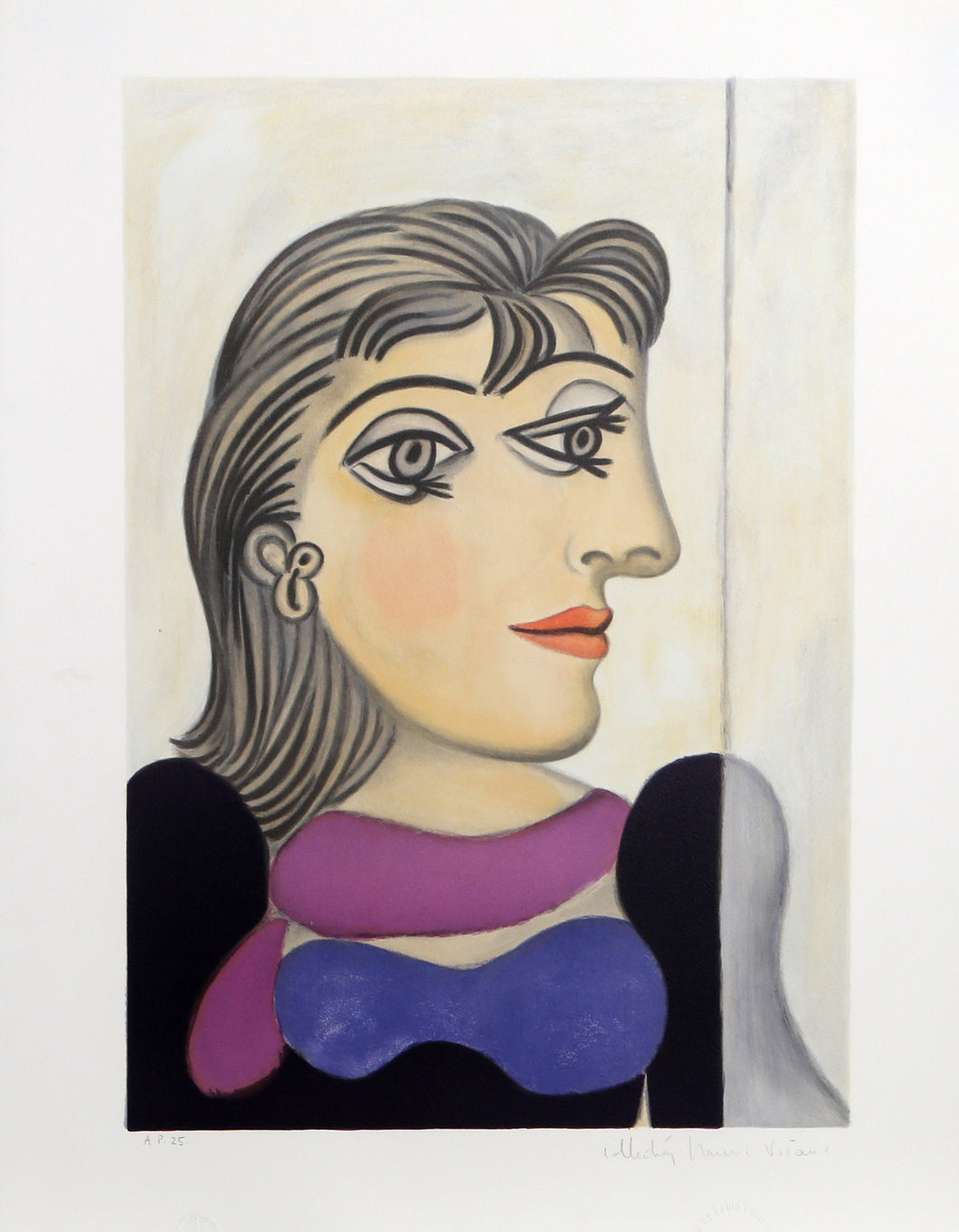 Pablo Picasso, Buste de Femme Au Foulard Mauve, 3-C, Lithograph on Arches Paper