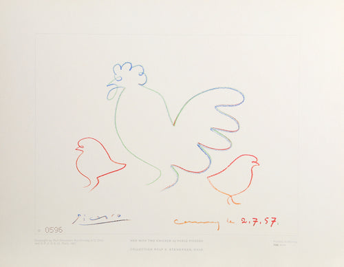 Pablo Picasso, Hen with Two Chickens, 1957, Poster