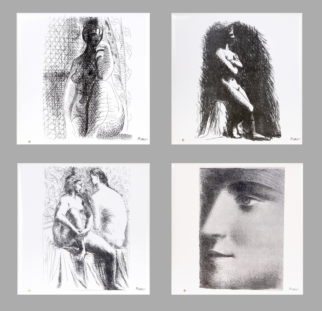 Pablo Picasso, La Femme, Set of Four Ceramic Tiles, estate stamped and numbered verso