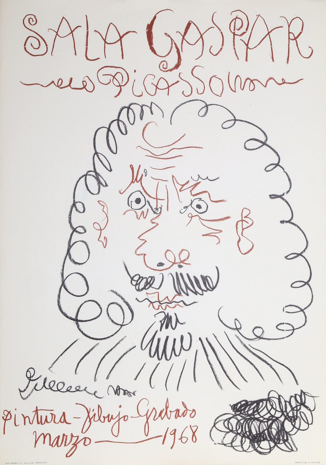Pablo Picasso, Exhibition Sala Gaspar, Offset Lithograph